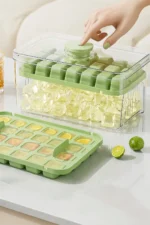 Next-Gen Push-Button Double Ice Cube Tray with Storage Bin and Lid 56-Cells