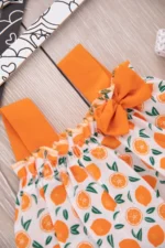 Orange Mandarin Patterned Baby Girl Outfit Set - Image 3