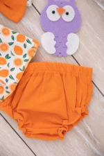 Orange Mandarin Patterned Baby Girl Outfit Set - Image 5