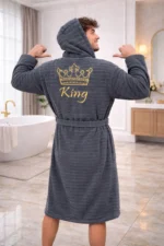 Oversized Cotton Hooded Bathrobe – Premium King Embroidered Luxury Adult Robe