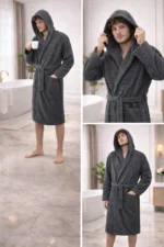 Oversized Cotton Hooded Bathrobe – Premium King Embroidered Luxury Adult Robe - Image 3