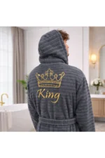 Oversized Cotton Hooded Bathrobe – Premium King Embroidered Luxury Adult Robe - Image 4