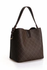 Patterned Women's Hand and Shoulder Bag Brown - Image 4
