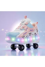 Pink LED Light Up Roller Shoes - Detachable Wheeled Sneakers for Girls - Image 4