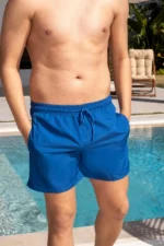 Quick Dry Indigo Blue Men's Swim Shorts with Pockets - Beach & Pool Swimwear