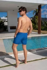 Quick Dry Indigo Blue Men's Swim Shorts with Pockets - Beach & Pool Swimwear - Image 2