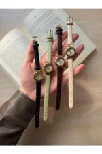 Retro Minimalist Leather Strap Vintage Women's Watch - Black Design - Image 2