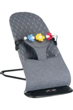 Smile Cotton 3-Position Rocking Baby Bouncer with Toy Bar and Travel Bag Grey - Image 2