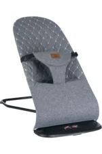 Smile Cotton 3-Position Rocking Baby Bouncer with Toy Bar and Travel Bag Grey - Image 3