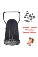 Smile Cotton 3-Position Rocking Baby Bouncer with Toy Bar and Travel Bag Grey - Image 4