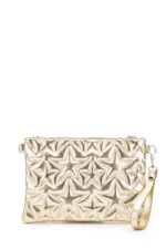 Star Stitched Clutch Bag - Elegant Gold Patent Leather Women's Handbag - Image 2