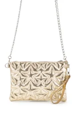 Star Stitched Clutch Bag - Elegant Gold Patent Leather Women's Handbag - Image 3