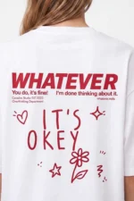 Whatever Women's White Oversized Fit Cotton T-Shirt