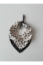 White Scarf with Black Polka Dots - Elegant and Stylish Women's Accessory - Image 3