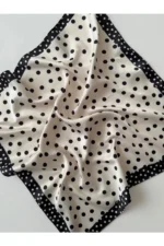 White Scarf with Black Polka Dots - Elegant and Stylish Women's Accessory - Image 5