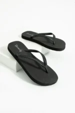 Women Black Basic Comfortable Flip Flops Anti Chafing Beach Summer Pool Slides Slippers - Image 3