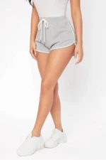 Women's 2-Pack Gray and Black Mini Sports Shorts with White Piping - Image 3
