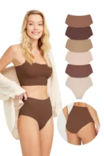 Women's Basic High Waisted Seamless Laser Cut Bikini Panties 6-Pack