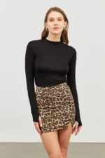 Women's Black Crew Neck Thumbhole Bodysuit - Image 3
