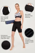 Women's Black High-Waisted Tummy Control Biker Shorts with Pockets - Sculpting Sport Leggings - Image 3