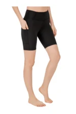 Women's Black High-Waisted Tummy Control Biker Shorts with Pockets - Sculpting Sport Leggings - Image 5