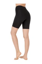 Women's Black High-Waisted Tummy Control Biker Shorts with Pockets - Sculpting Sport Leggings - Image 6