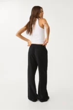Women's Black Linen Blend Wide Leg Trousers - Image 4