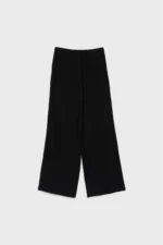 Women's Black Linen Blend Wide Leg Trousers - Image 6