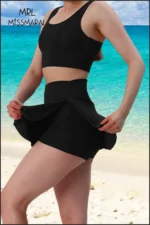 Women's Black Slit Sports Skort with Pockets - Quick-Dry Water-Resistant Swim & Beach Shorts Skirt - Image 2