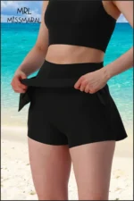 Women's Black Slit Sports Skort with Pockets - Quick-Dry Water-Resistant Swim & Beach Shorts Skirt - Image 3