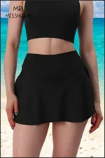 Women's Black Slit Sports Skort with Pockets - Quick-Dry Water-Resistant Swim & Beach Shorts Skirt - Image 4