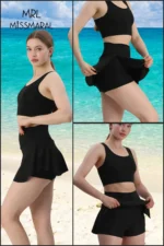 Women's Black Slit Sports Skort with Pockets - Quick-Dry Water-Resistant Swim & Beach Shorts Skirt - Image 6