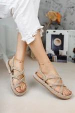 Women's Cream Colored Rope Sandal Cream - Image 3