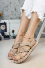 Women's Cream Colored Rope Sandal Cream - Image 4