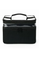 Women's Makeup Bag - Dual Compartment Hanging Foldable Travel & Cosmetic Organizer - Black - Image 2