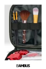 Women's Makeup Bag - Dual Compartment Hanging Foldable Travel & Cosmetic Organizer - Black - Image 4