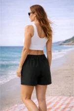 Women's Quick Dry Lightweight Relaxed Fit Black Swim Shorts - Image 2