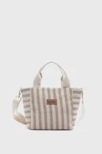 Women's Striped Mini Linen Tote Bag - Image 2