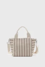 Women's Striped Mini Linen Tote Bag - Image 3