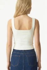 Women's White Square Neck Cotton Strappy Bodysuit - Image 3