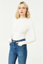 Women's White Thumbhole Bodysuit - Image 2