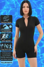Women's Zippered Sports Jumpsuit Swimsuit - Fast Drying Water Repellent Slimming Lycra Swimwear