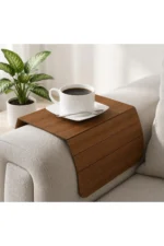 Wooden Foldable Sofa Armrest Side Table (40x20 cm, Walnut)